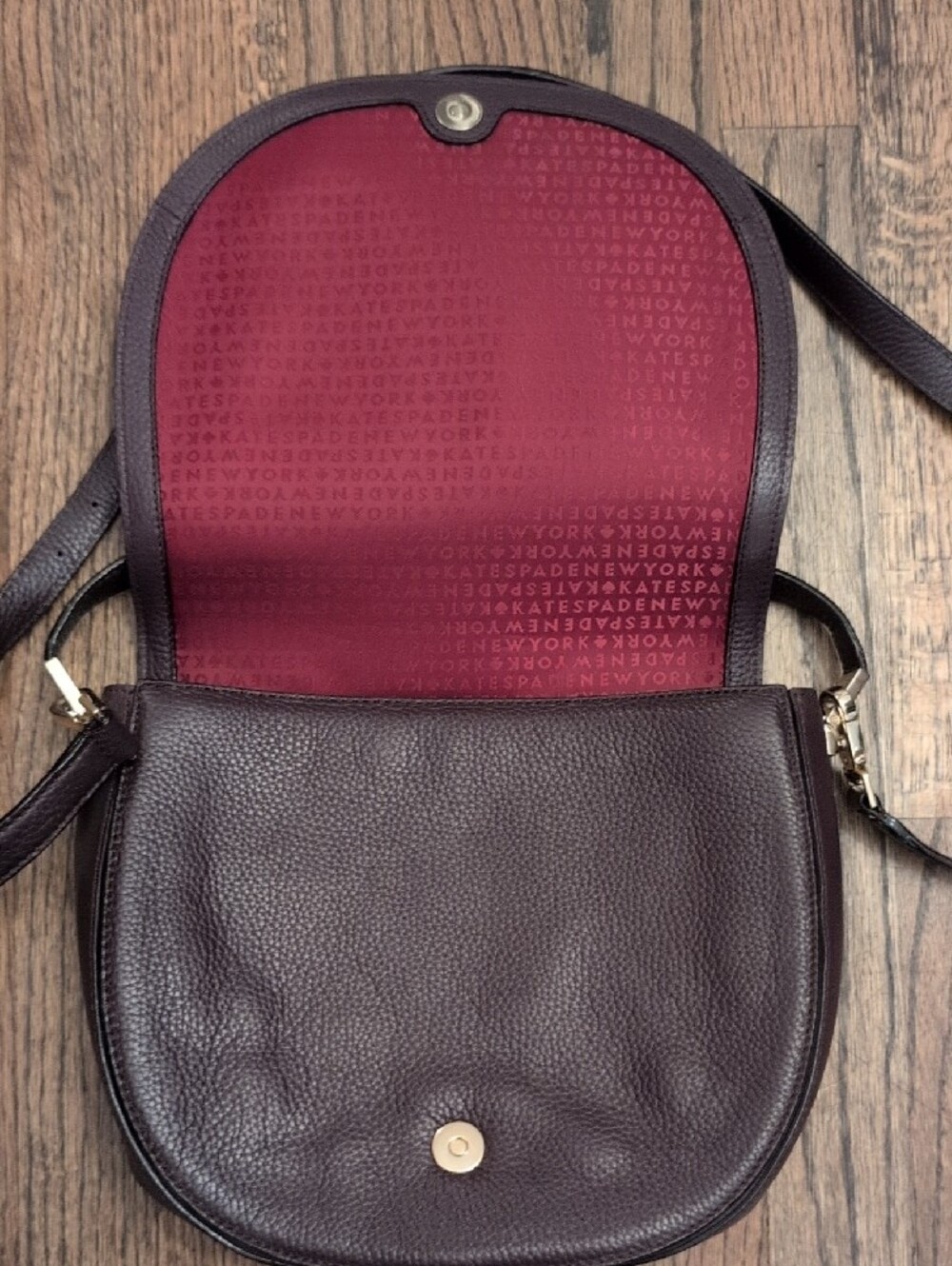 Plum kate spade Pebbled Leather Crossbody with Gold Hardware - Picture 2 of 6